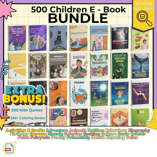 500 Children E-Books Bundle, Self Help, Kids e-books, Kids Stories, Kids Educational Set