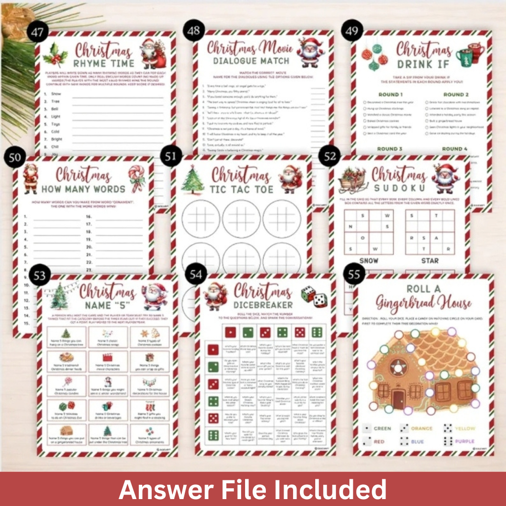 The Ultimate 65 Christmas Party Games Printable Bundle
