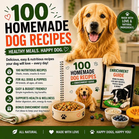 100 Homemade Dog Recipes eBook + Enrichment Guide | Healthy DIY Dog Food
