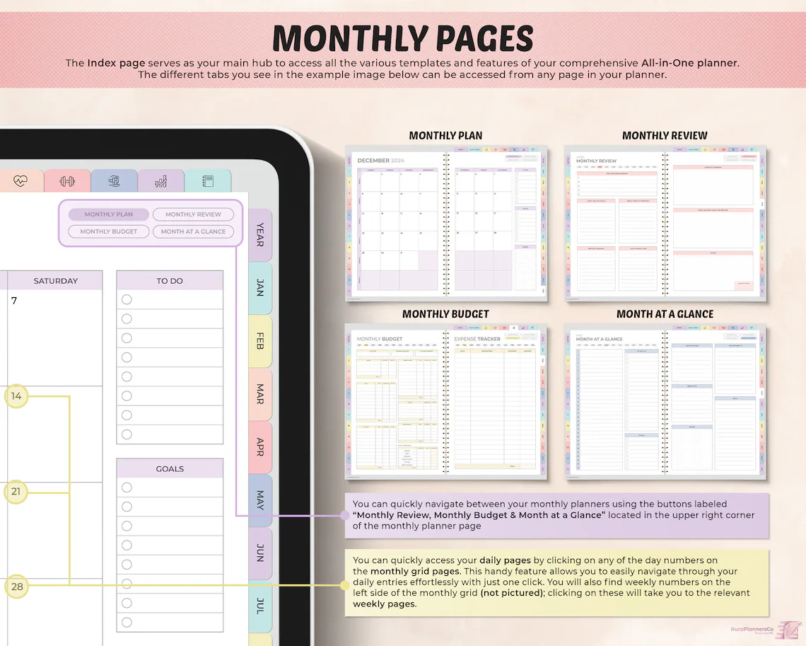 All-in-One Digital Planner 2024, 2025, 2026